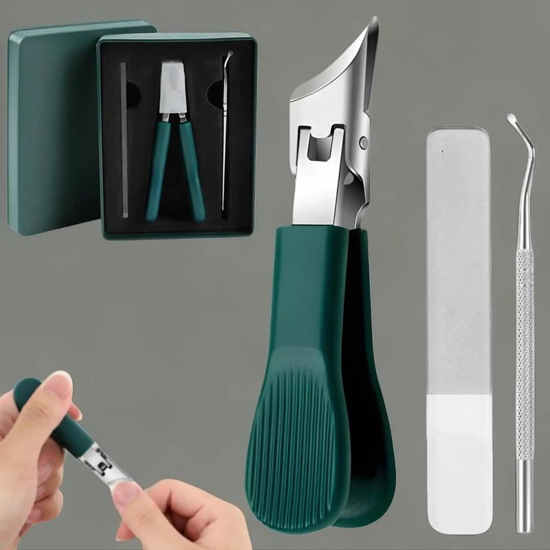 Nail Clipper Set, 3pcs/set Professional Wide Jaw Opening Anti-splash Nail Clipper & Nail File & Nail Pusher, Nail Trimmer, Nail Care, Nail File Kit Manicure & Pedicure Tool, Nail Supplies, Fingernail Cutter, Nail Art