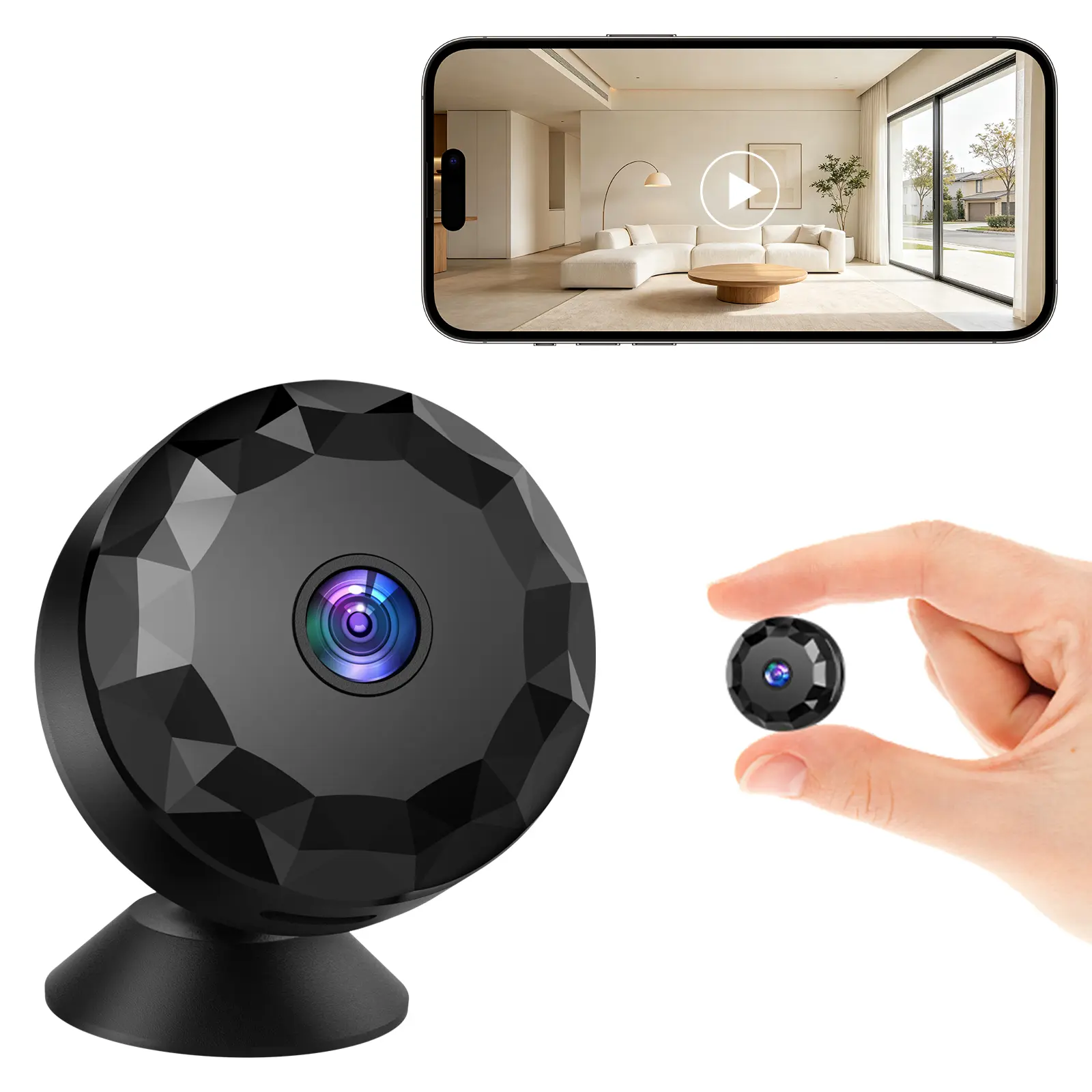 Spy Camera 1080P WiFi Hidden Camera Wireless Home Security Long-Lasting Battery Cameras with Motion Detection Indoor Security Video Spy Cam for Home Surveillance with App Control (Black)