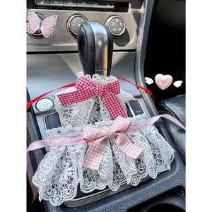 1 cute dress car shift knob cover, suitable for manual and automatic transmissions, decorative protective handle cover set
