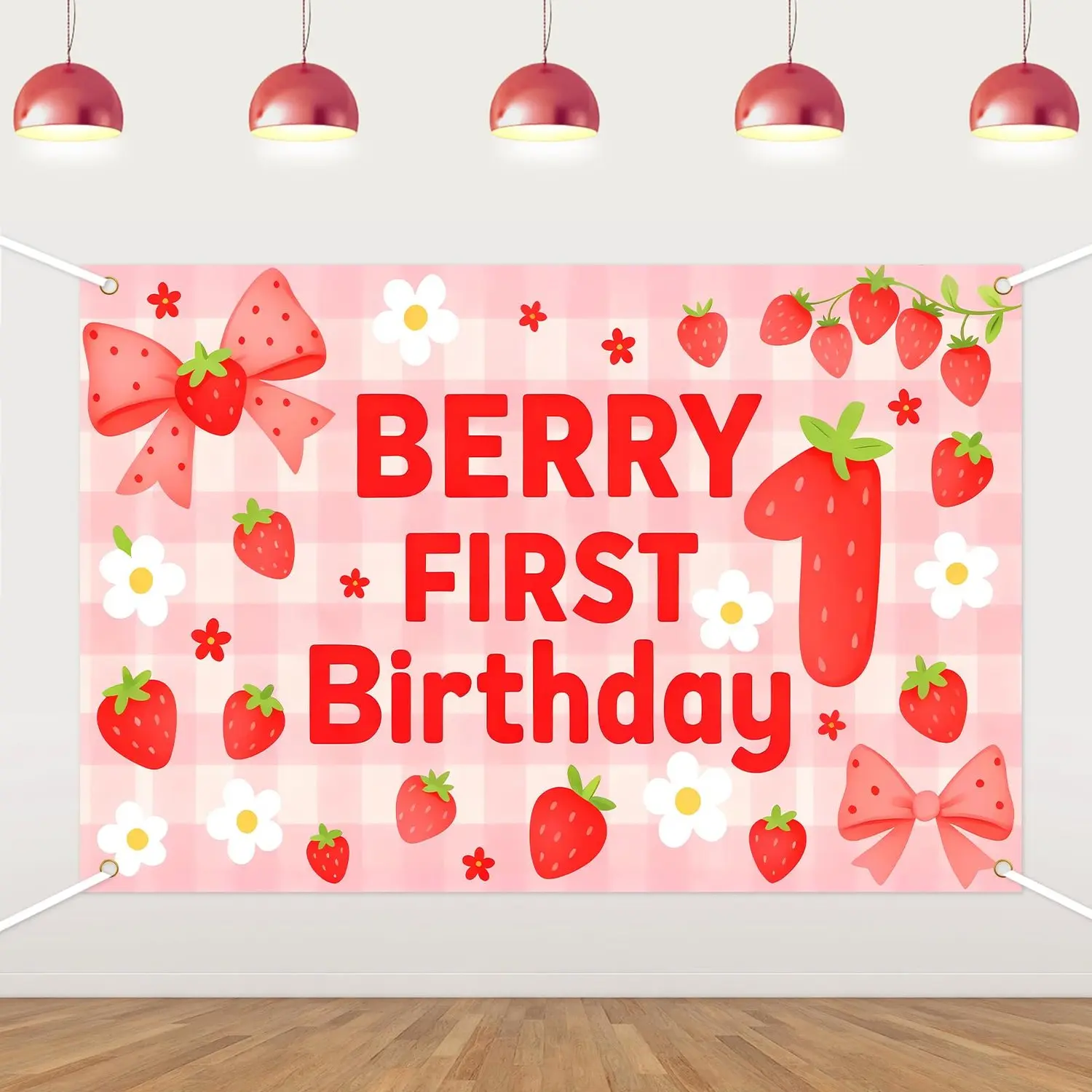 1Set Pink Strawberry Theme Birthday Backdrops Berry First Birthday Supplies BackdropSweet One Birthday Supplies Backdrop for Kids Strawberry Birthday Party Supplies