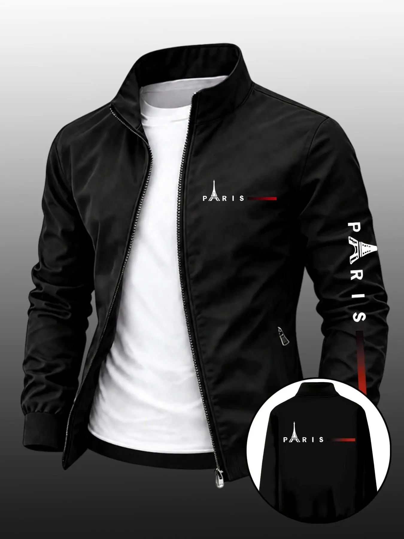 Men's Bestselling Zipper Jacket with Letter Print Design, Casual Loose Fit Outerwear for Outdoor Sports Running Fitness Daily Commuting Windproof Top