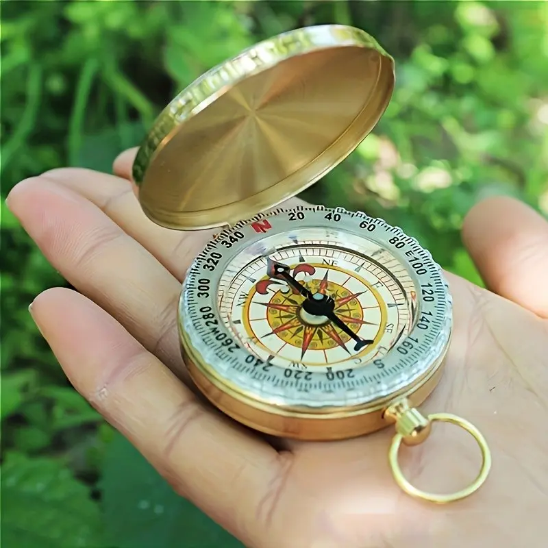 Vintage Flip Cover Compass, Multi-Functional Outdoor Navigation Tool, Essential Camping Gear, Camping Accessories, Camping Supplies, Emergency Survival Equipment