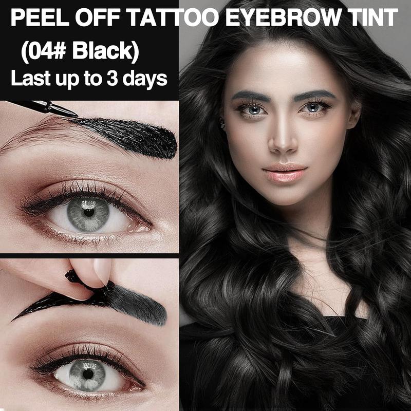 Waterproof Black Peel-Off Eyebrow Tint Gel – Long-Lasting Tattoo Brow Color, Sweat & Transfer Resistant, Suitable for All Skin Types, Perfect Gift Set