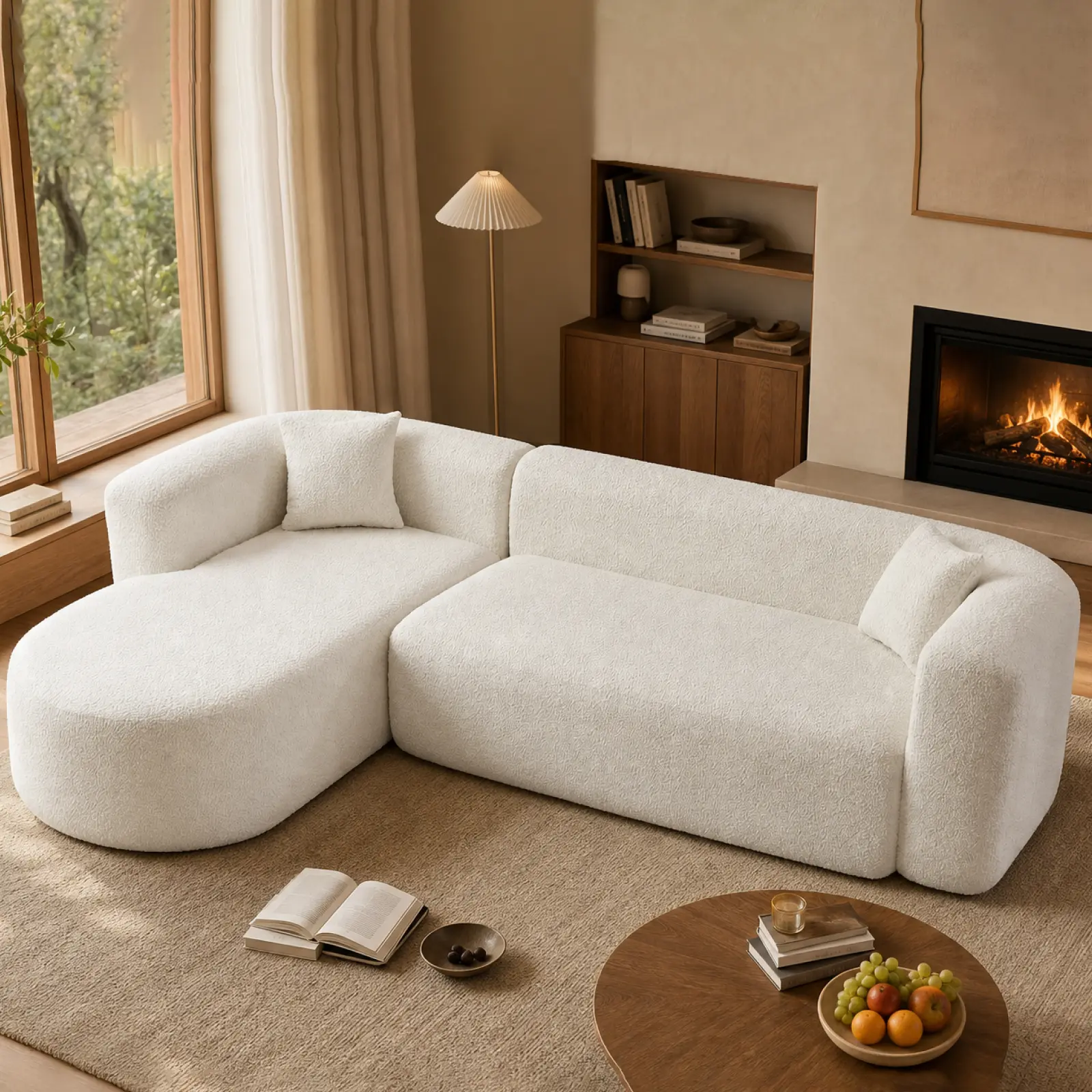 ARCH Modular L-Shaped Sectional Sofa with Chaise, 109.4" Cloud Couch for Living Room, White Chenille Fabric 3-Seat Sofa Set, No Assembly Required, Soft High-Resilience Foam Cushions, Easy Clean, Family Room Furniture, White Color Options