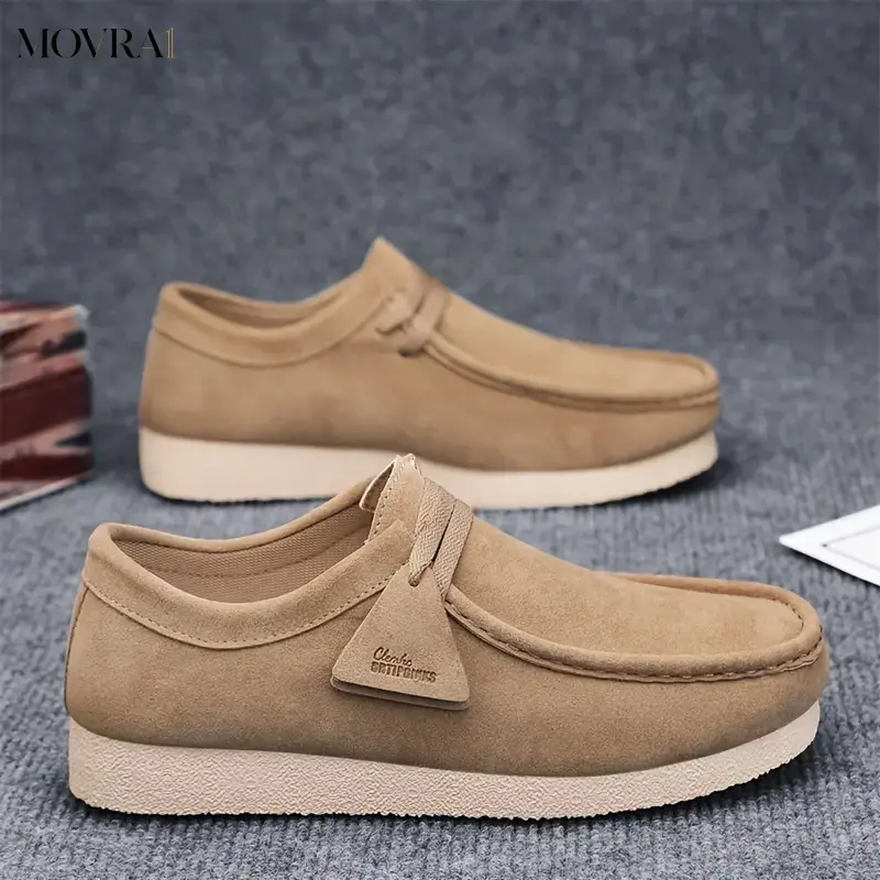 MOVRA1 Men's Slip-On Loafers - Vintage Casual, British Style, Solid Color, PU Upper & Inner, Insole, Round Toe, Low Top Male Shoes for Daily Wear
