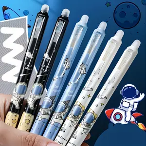 Astronaut Planet Pattern Erasable Gel Pen, 0.5mm Nib, Black and Blue Ink Gel Pen, Built in Eraser to Correct Writing Mistakes, Specifically Designed for School Students, Ultra Soft Grip and High Aesthetic Design, Suitable for Back-to-School Note Taking, O