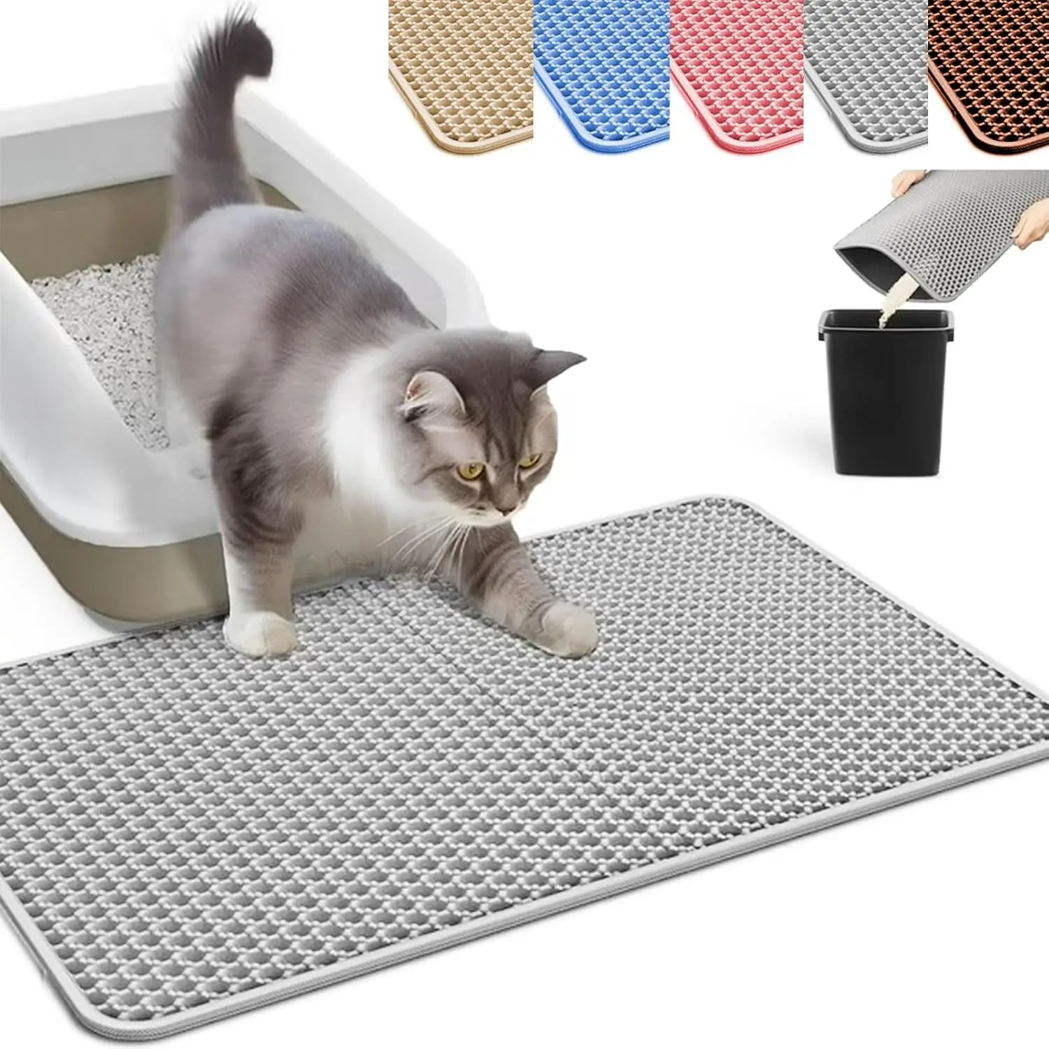Double-Layer EVA Cat Litter Mat, High-Efficiency Filter Control, Waterproof Non-Slip Pet Pad, Universal Size for Cats, Kitty