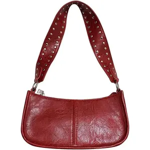 Shoulder Bags  Women Y2k Purse and Handbags Retro Studded Crossbody Bag Small Shoulder Purse Leather Hobo Handbag New model