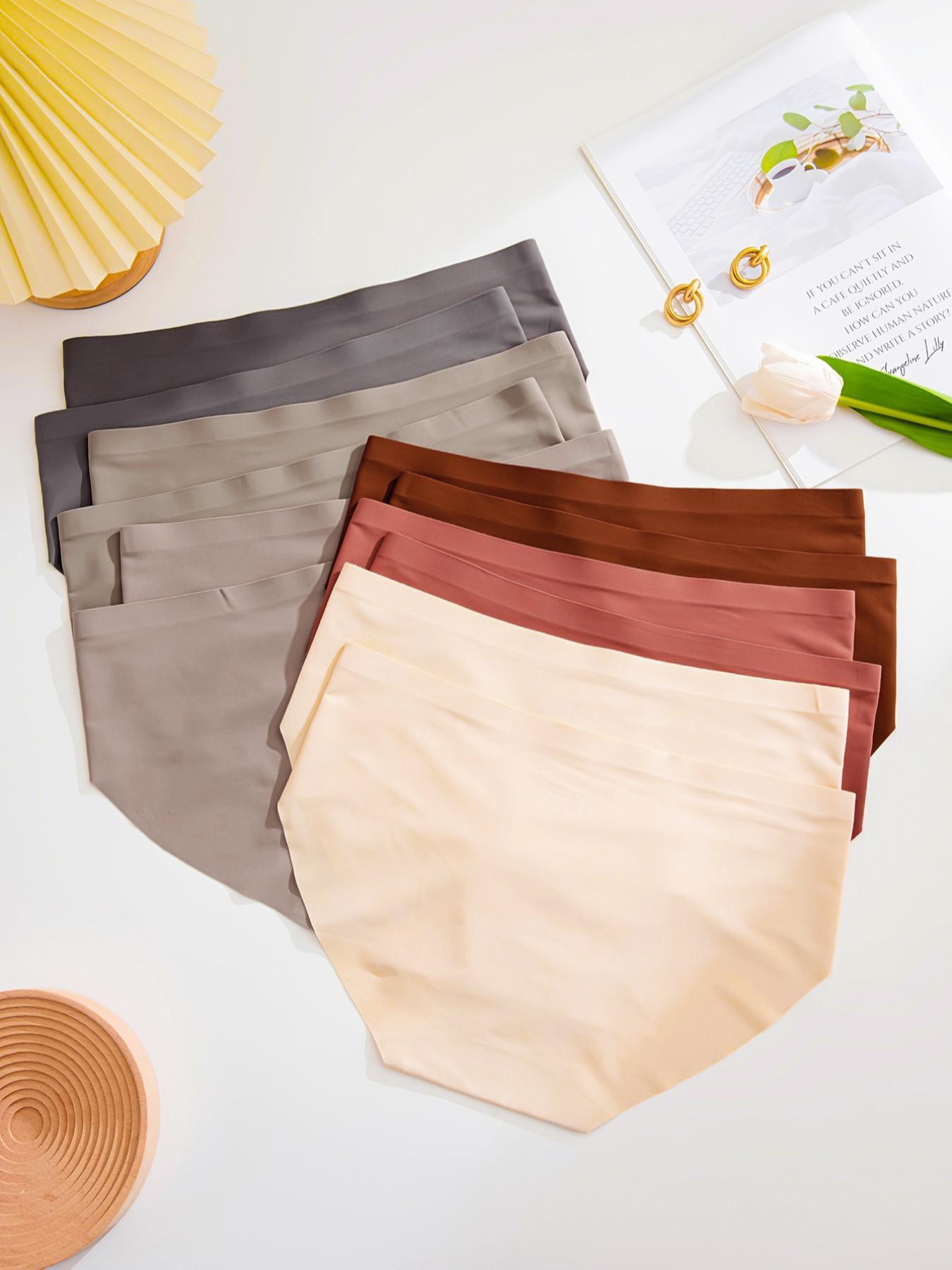 Women's Solid Color Panty, Seamless Knicker, Soft Comfy Breathable Underwear For Women Daily Wear