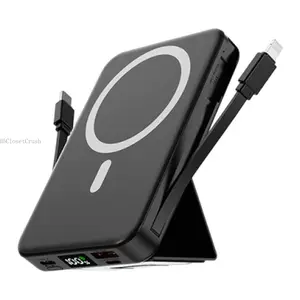 Magnetic Wireless Power Bank  10000mAh 22.5W PD Fast Charging phone holder LED Display Portable Charger with Stand for iPhone & Android Smartphones Durable Lithium Battery Chargeable Device.Mag-Safe Power Bank Compatible for iPhone 17/16/15/1H5ClosetCrush