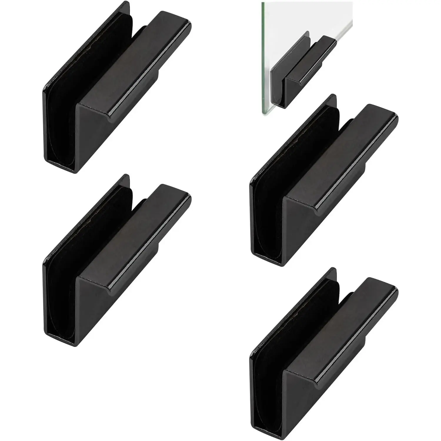Glass Finger  Pull, 4 count Cabinet Finger Pull Handle Glass Door Clips Cabinet Latch Clamp  Handle for Display Glasscase Door (Black)