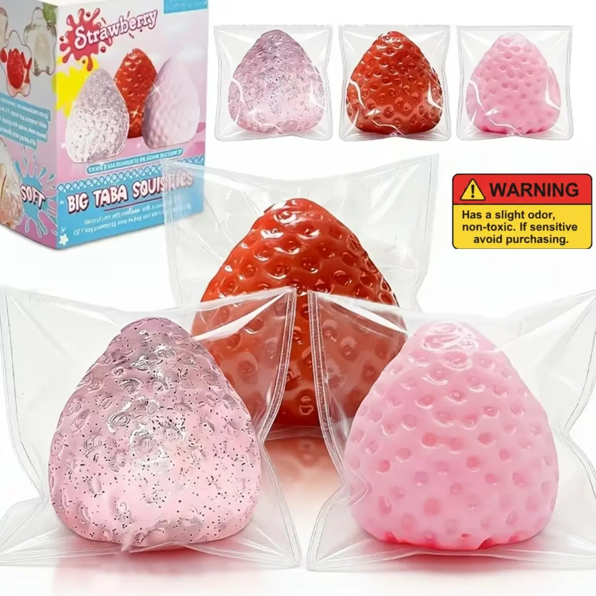 Big Taba Squishies Strawberry Toys, Squishy Fidget Toys Set Relax, Upgrade Kawaii Taba Squishies for Party Favors, Christmas Gifts, Goodie Bags Stuffers, Easter Basket Fillers, Gifts, Office Leisure, Desk Accessory, Cat & Dog Toys