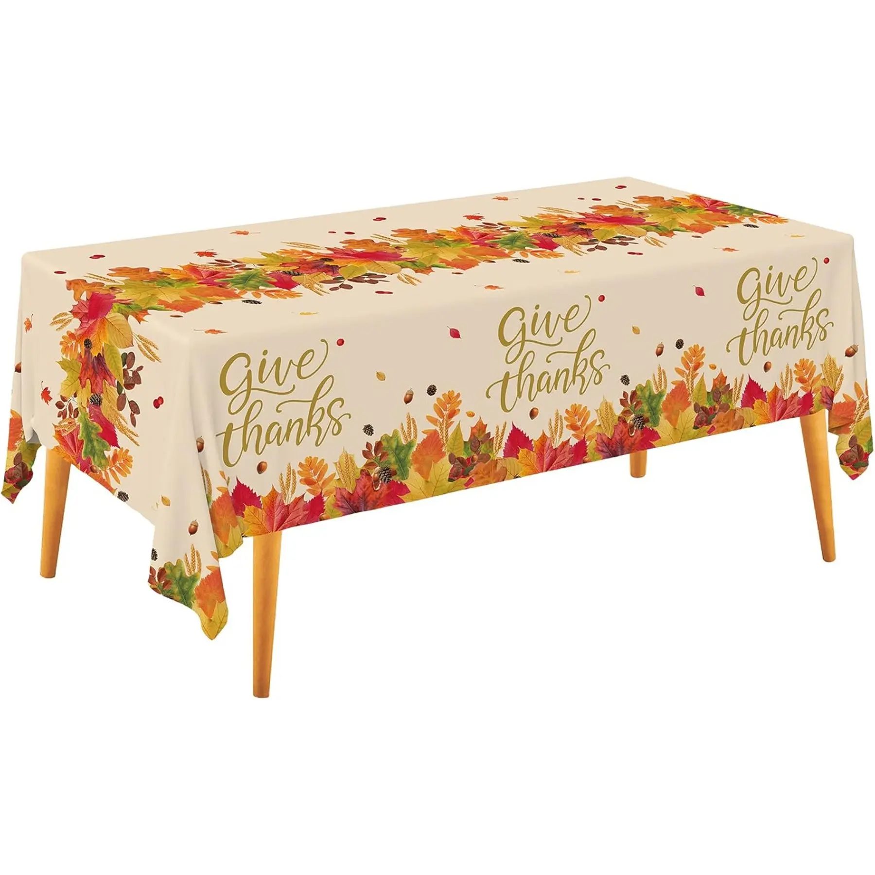 2D Flat Party Tablecloth 1pc, Fall Thanksgiving Decor, Polyester Tablecloth, No Power Needed, Perfect for Autumn Parties