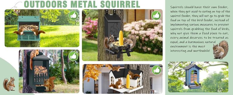 Wildpark Squirrel Feeder for Hanging Outside Tree,Mini Chipmunk Outdoors Squirrel Picnic Bench Feeders Table,Funny Metal House Boxes,Stronger Than Wooden Structure