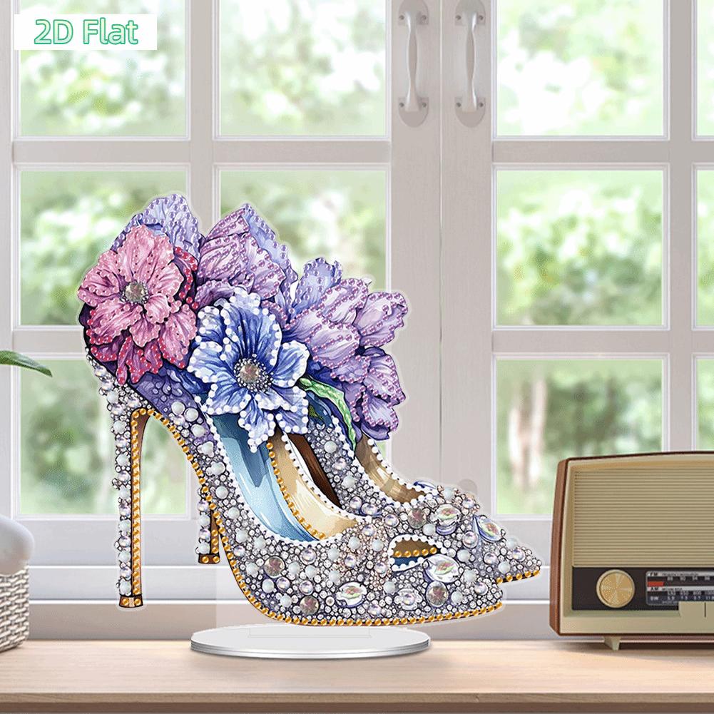 2D FLAT2D Flat High Heels Print DIY Diamond Painting Tabletop Ornaments Kit Table Top Diamond Painting Ornament Kits for Home Office Desktop DecorDIY Diamond Painting Kit for Adults & Beginners, Sparkling Art & Perfect Festive Gift