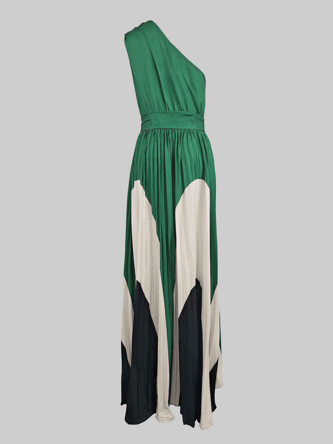 Women's Colorblock  One Shoulder Dress, Elegant  Long Dress for Party Holiday Wedding Guest, Ladies Clothes for All Seasons