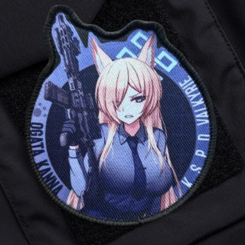 Anime Girl Printed Patch Tactical Morale Badge Hook and Loop Military Backpack Sticker Decoration Haberdashery Sewing Accessories Appliques Patches for Clothing