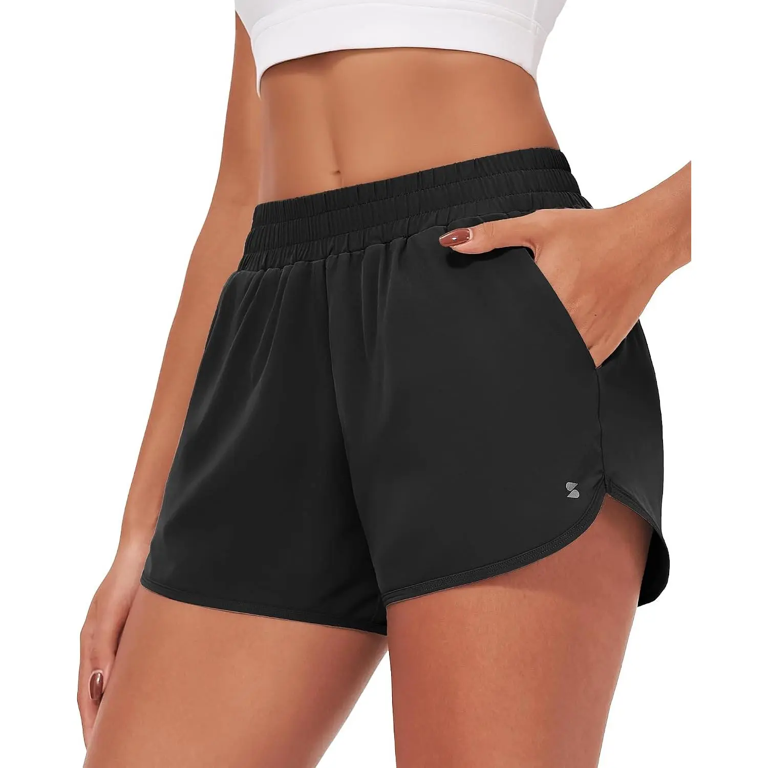 Womens 3" Running Shorts Mesh Liner High Waisted Workout Shorts Quick Dry Dolphin Athletic Shorts with PocketsGift.