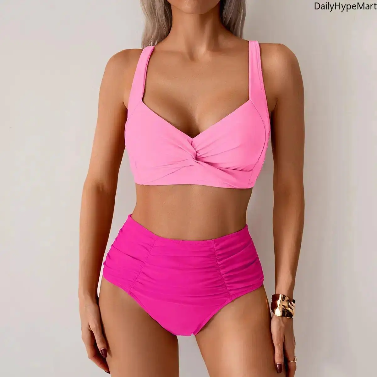 Women's 2-Piece High-Waisted Bikini Set 2026 - Tummy-Control, Push-Up, Supportive Swimsuit with Custom-Fit Straps, Ideal for Water Sports (Trending Tummy Control Swimwear)