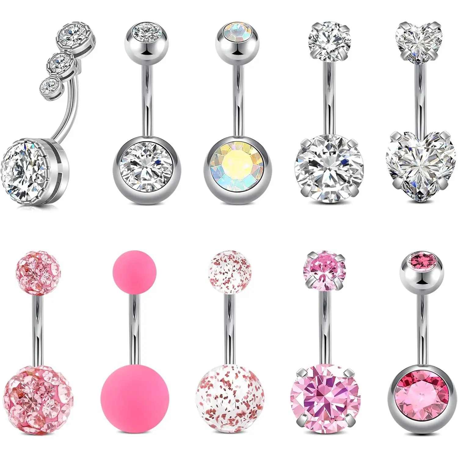 Briana Williams Belly Button Ring Belly Rings Belly Button Piercing Gold Belly Button Ring for Women Clicker Belly Ring Belly Piercing Stainless Steel 14g 10mm Blley Navel Rings Piercing Jewelry