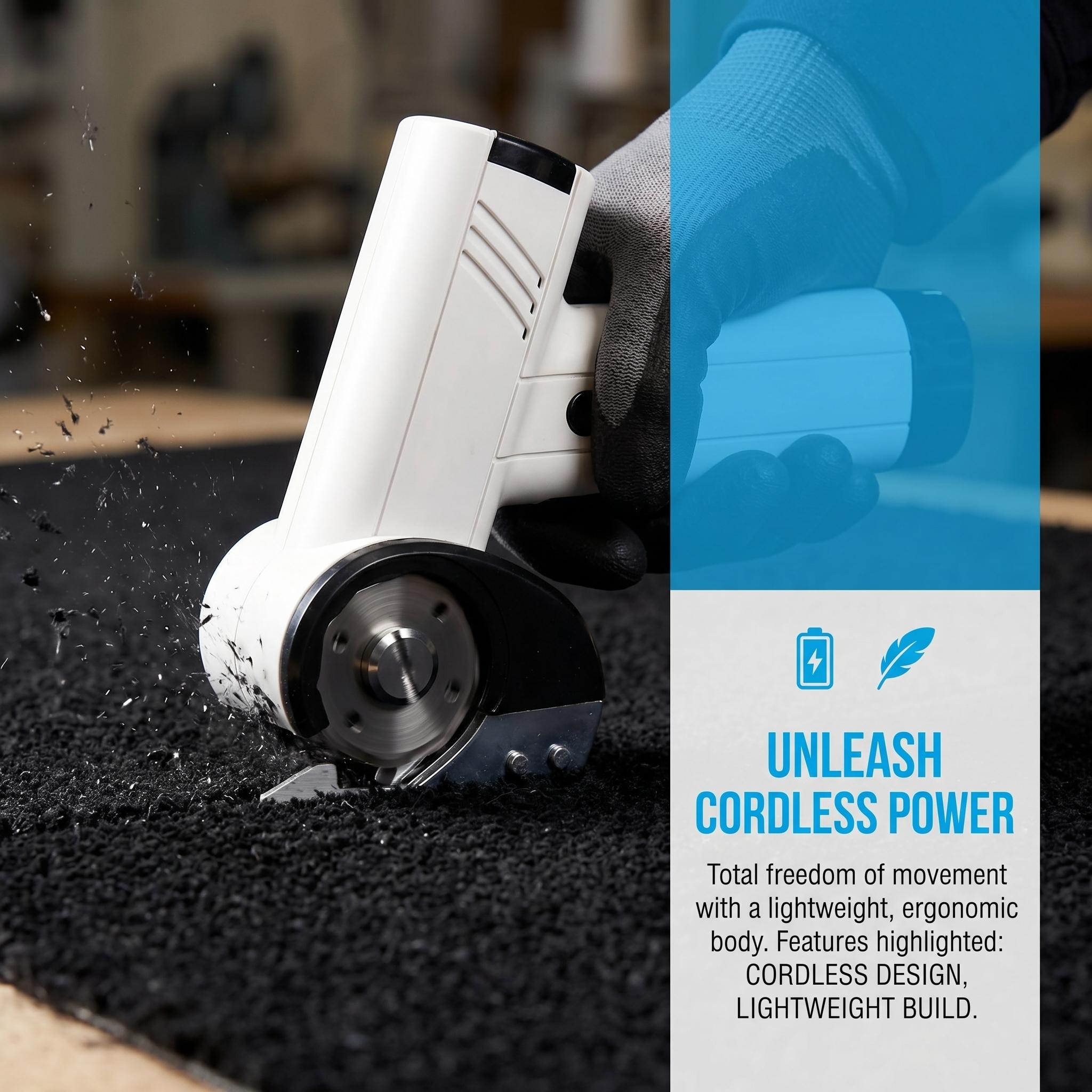 Cordless Electric Scissors| 4-Speed Adjustable Rotary Power Cutter, Heavy-Duty Fabric Cutter for Fabric, Leather, Cardboard, Paper & DIY Crafts, Portable Cutting Tool