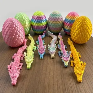 12-Piece Set, 3D Printed Dragon Egg Models, 6 Eggs + 6 Chinese Dragons, Bendable Joint Anime Figurines, Home Office Decor, Halloween Christmas Gifts!