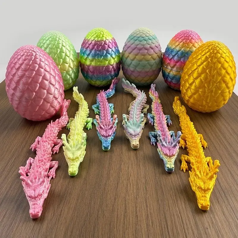 12-Piece Set, 3D Printed Dragon Egg Models, 6 Eggs + 6 Chinese Dragons, Bendable Joint Articulating Anime Figurines, Home Office Decor Collectible Figure Ornament, Halloween Christmas Gifts!