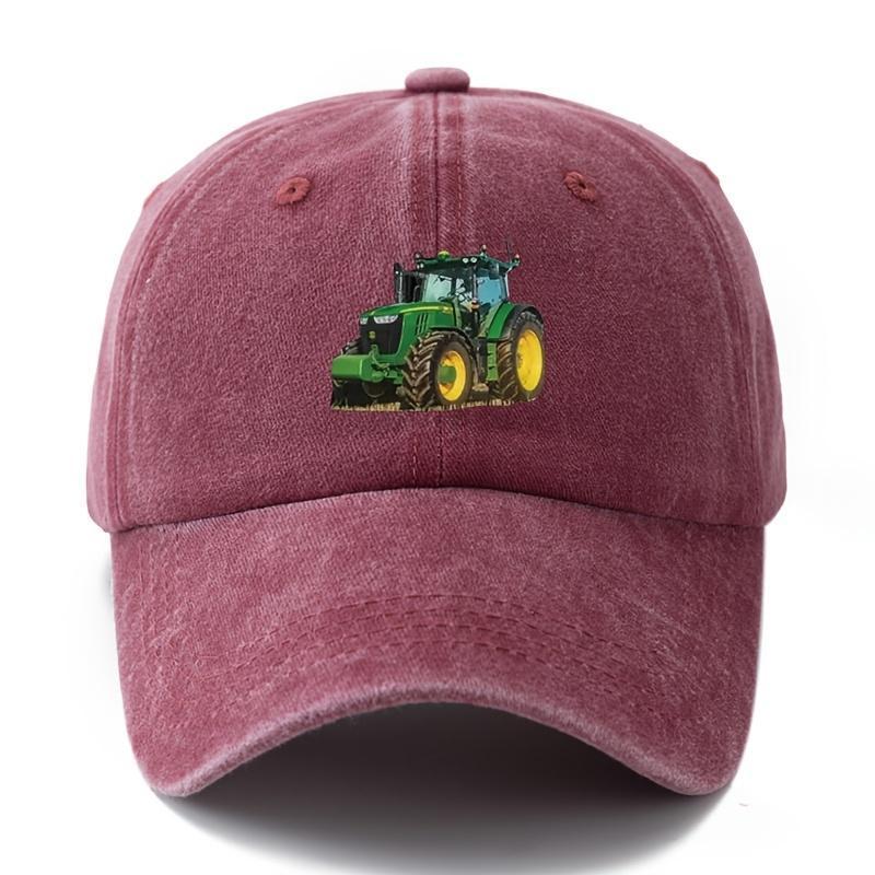 Printed tractor baseball cap men's outdoor camping vacation casual curved brim hat retro duckbill cap dad truck driver hat