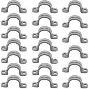 1/2 Inch 2-Holes PVC Pipe Strap, Grey Plastic Conduit Pipe Clamps Pipe Supports, 20 Pcs