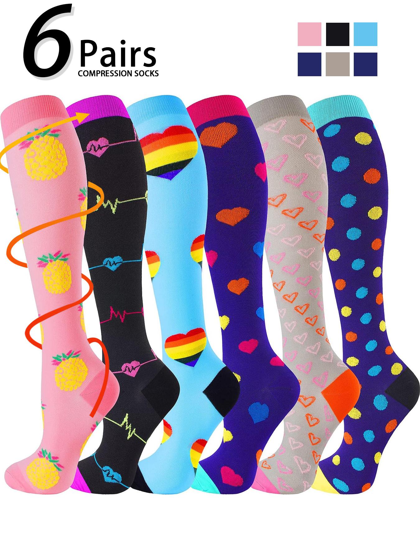 Unisex's Colorful Compression Socks, Sports Socks for Running, Nurses, Pregnant Women, Sports Socks for Improving Blood Circulation, Polyester Athletic Socks