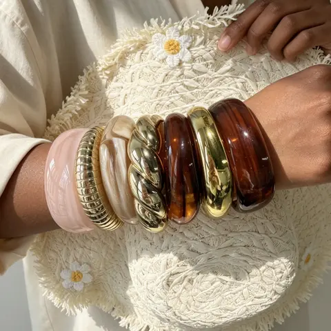 7-Piece Women's Fashion Bracelets Set, Bracelet Combination Set, Fashionable Chunky Bangles, Elegant Chunky Acrylic Open Cuff, Fashionable Jewelry Accessories, Casual All-Season Jewelry, Perfect for Parties and Gifts