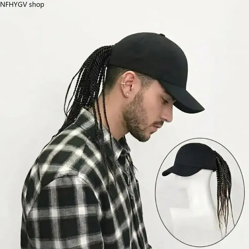 Adjustable Snapback Casual Trendy Hat With Built-In Hip Hop Dreadlock Wig, Breathable Windproof Street Headwear, Multi-Purpose Stylish Accessory Perfect For Daily Outfits, Outdoor Sports And Motorcycle Riding Matching