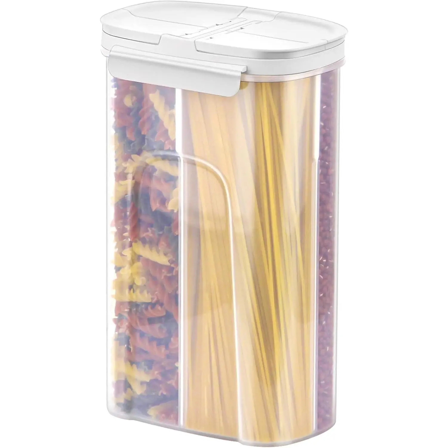 Storage Jars Canisters with -in partition / 4 compartments for Spaghetti Pasta Noodles Cereal - White