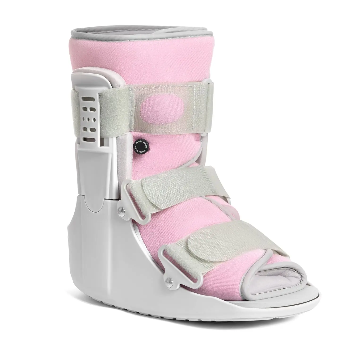 Walking Boot for Broken Foot Injury, Walker Boot, M |   Adjustable Fracture Support for Sprained Ankle, Grey Shell and Light Pink Lining for Women, for Left or Right Foot, Medium