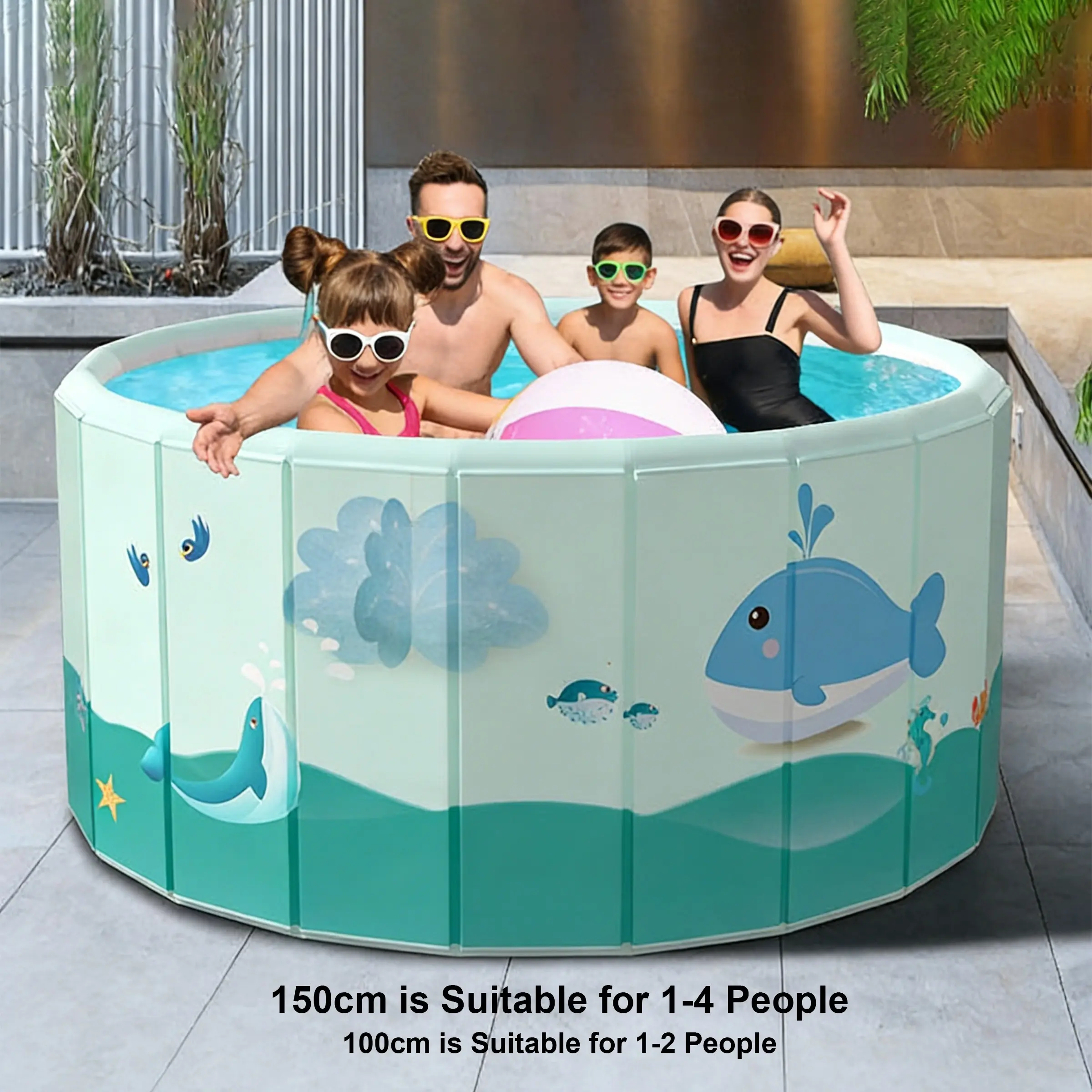 1-Piece No-Inflation Foldable Portable Round Swimming Pool, Thickened Paddling Pool for Home & Outdoor Use, Durable Design, Easy Assembly