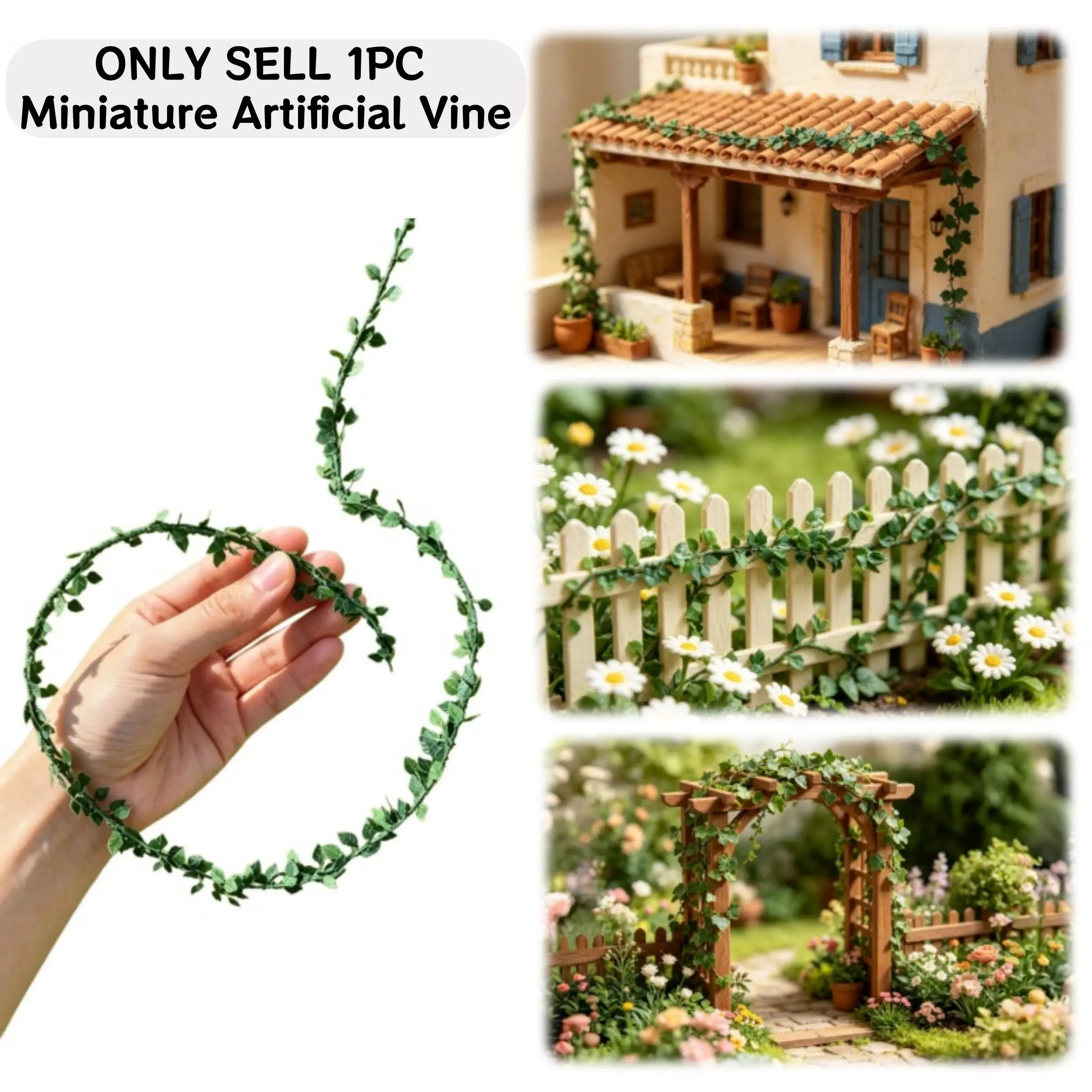 Mini Realistic Vine Branches, Artificial Greenery for Dollhouse Fence Decoration, 1 Piece Set, Elegant Miniature Plant Decor