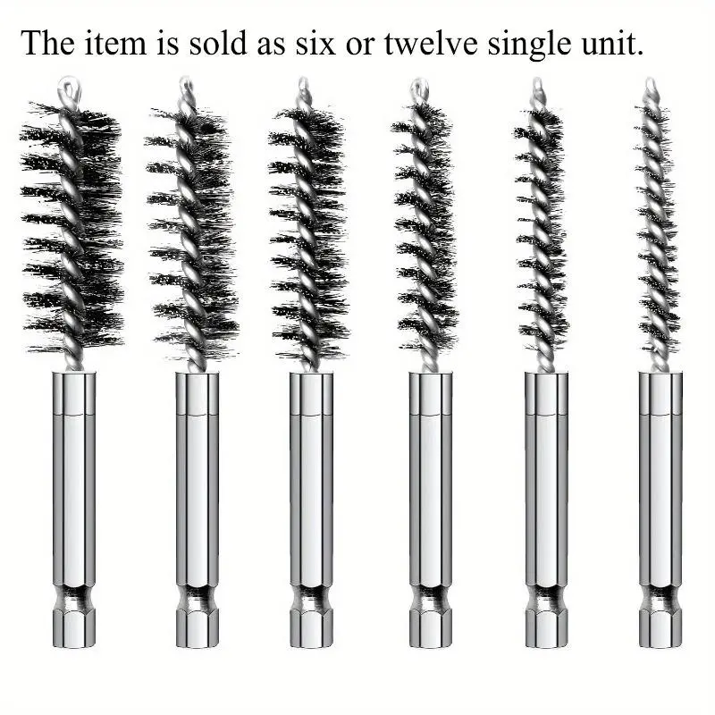 Bore Brush Set Variety Of Size & Shape Heavy Duty Stainless Steel Twisted Wire Brush For Cleaning Rust, Auto, Corrosion, Tubes Holes, 1/4in Hex Drill Shank Drill Attachments For Power Drill Impact Driver, 4" Long, Cleaning Supplies, Cleaning Tool