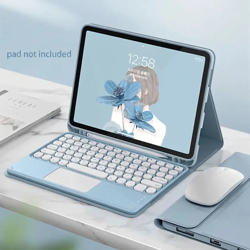 Free Mouse Touchpad Keyboard for iPad Tablet 10.2 7 8 9th Pro 10.5 Air 3 Foldable Protection Case, iPad Cover with Keyboard, PU Leather Smart Cover for 10.9 Inch 10th Gen, iPad Accessories (Case Only)