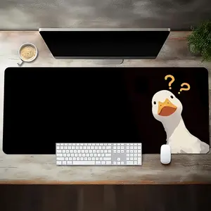 Cute Duck, Question Mark XXL Large Mouse Pad 35.4x15.7in Extended Computer Desk Mat for Wireless Mice and Keyboards with Non-Slip Base - Black And White Mouse Pad, Anime Gaming Mouse Pad