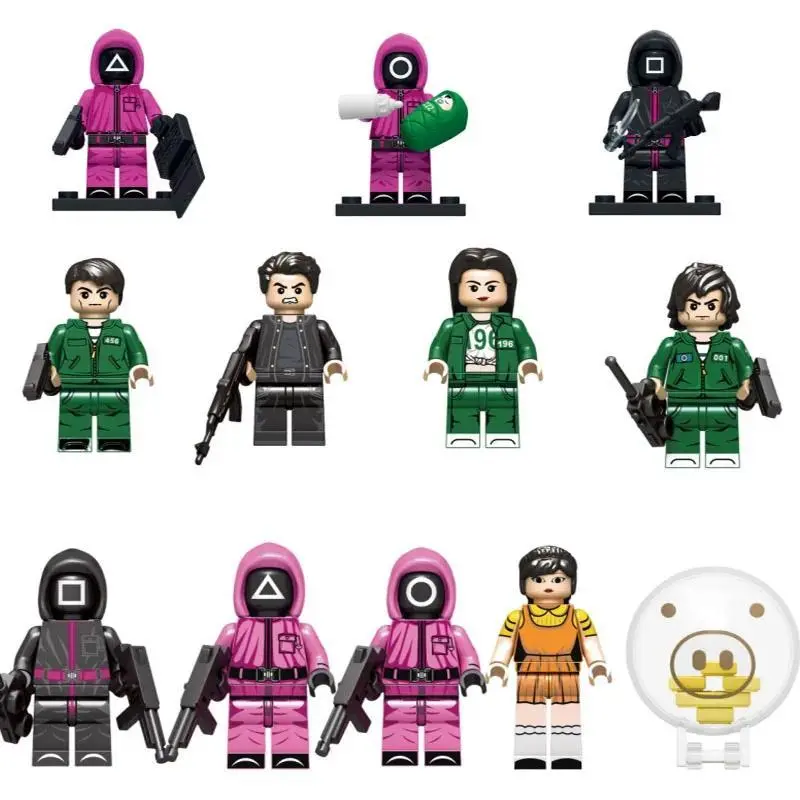 Hot Toys Squid Game Anime Cartoon Mini FiguresBricks Toy Dolls Building Blocks Assemble Toys Model Children Christmas Gifts