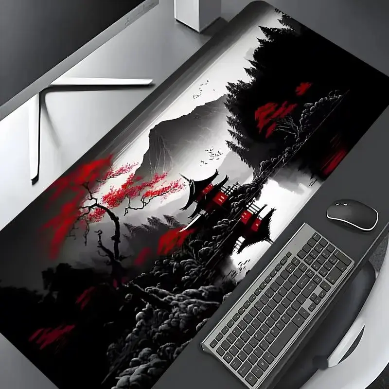 Japanese Landscape Pattern Mouse Pad, Rectangle Gaming Mouse Pad, Non-slip Durable Mousepad, Office Desk Keyboard Mouse Mat for Home Office Game Room Desk, Mouse Pad for Laptop Extended Large Gaming Desk Mouse Pad
