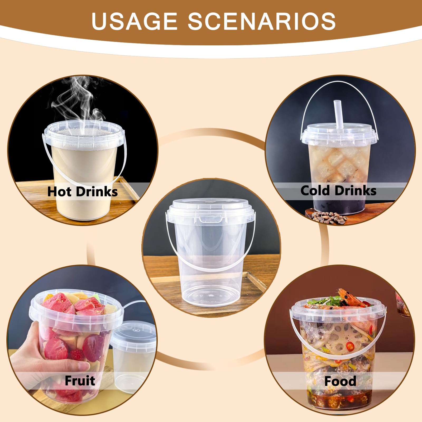 5/10pcs Set 33.81 oz Large plastic cup with lid and straw - reusable, BPA-free drink cup for ice drinks, fruit, ice bucket - ideal for parties, festivals, and everyday use, Plastic Clear Cups #GLOBAL PICKS
