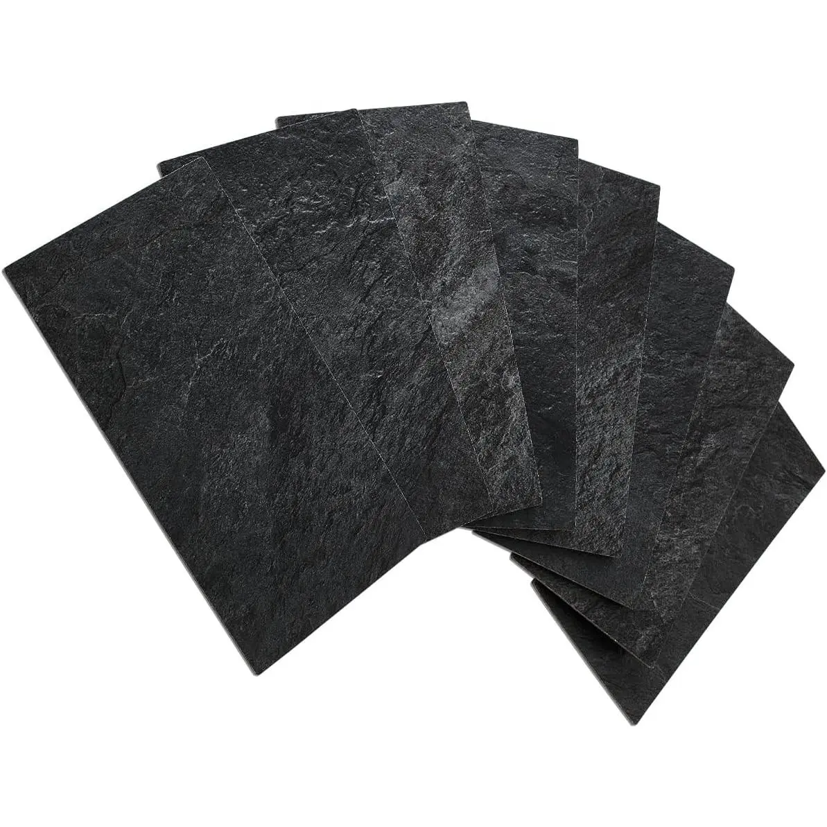 100 Piece Black Slate Peel and Stick Backsplash Wall Tiles, 3" x 6" PVC Faux Stone Stick on Tiles for Backsplash Kitchen, Bathroom, Laundry Room, Camper, Fireplace