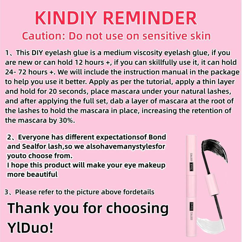 Eyelash Extensions Kit, 2 in 1 Waterproof False Eyelashes Glue with Double Ends, Sticky Eyelash Glue for Lash Extensions, Lash Glue Seal for Cosmetic False Lashes, Makeup, DIY Lash Kit