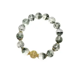 1-Fortune Natural Stone Green Phantom Bracelet for Women, Simple and Luxurious, Unique Design, Gentle and Versatile Women's Bracelet