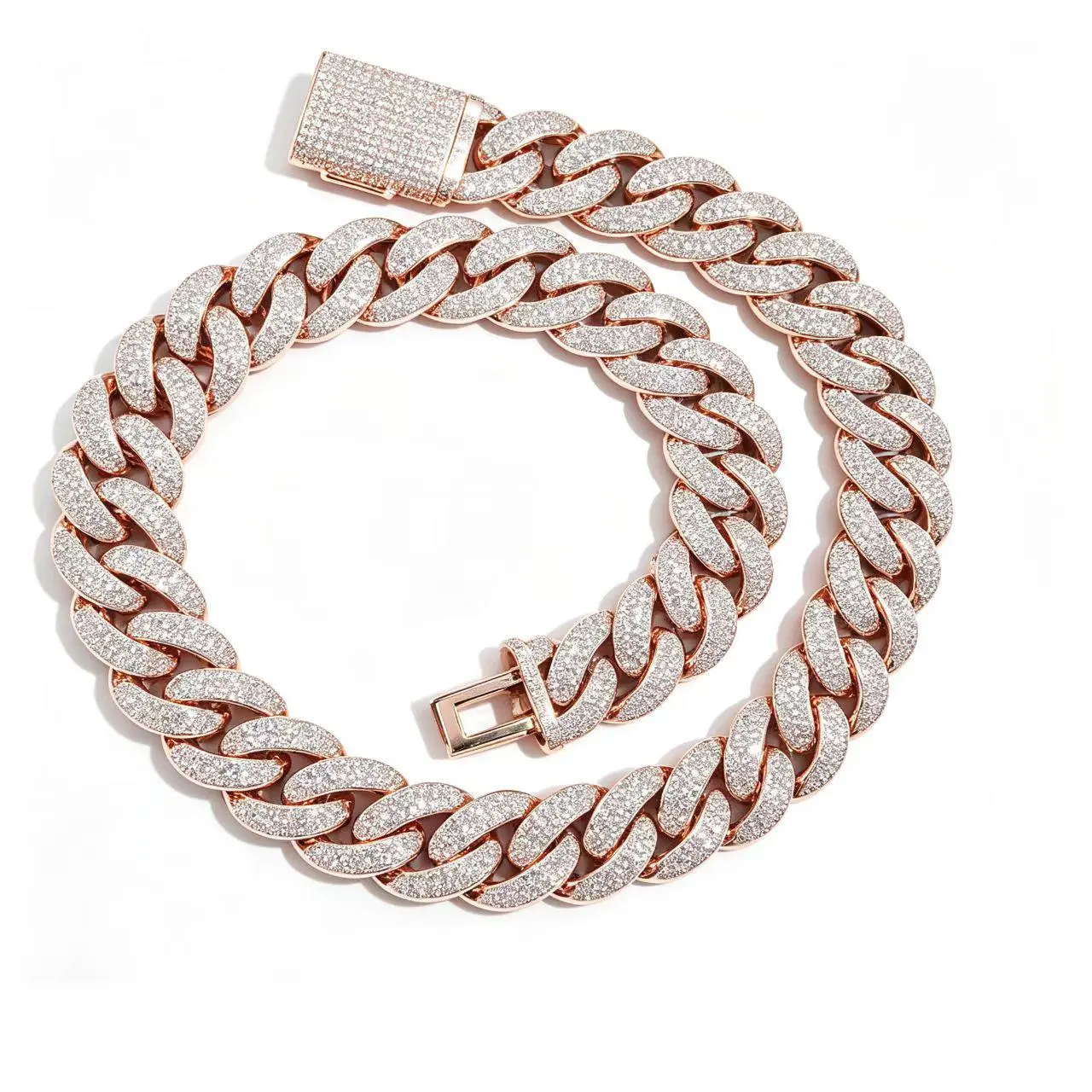 Men's 1-3RCC Iced Out Cuban Link Necklace - Full Micro Paved Cubic Zirconia Cuban Rope Chain, Hip Hop Costume Jewelry for Streetwear Performances, Daily Wear men's jewelry trendy costume jewelry