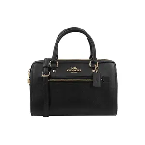 COACH Rowan 27 Boston Tote Bag for Women – Crossbody, Shoulder, or Handheld with Detachable Strap, Pebbled Leather, Black