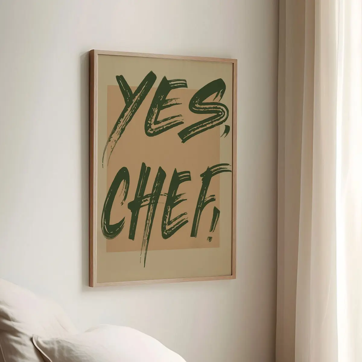 1pc Frameless Canvas Art Poster, Modern 'yes Chef' Kitchen Wall Decor, Minimalist Home and Apartment Gift Idea