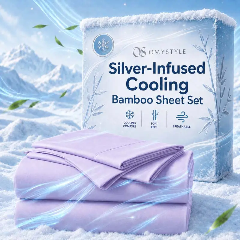 OS OMYSTYLE Cooling Bamboo Sheet Sets, 3/4pcs Children Comforter Sets Queen Size, Luxurious Cloud-Like Touch Bed Sheets, Breathable And Moisture-Wicking, Helps Reduce Night Sweats, Double Stitching, Kids Bedding Set, Halloween Outdoor Decorations