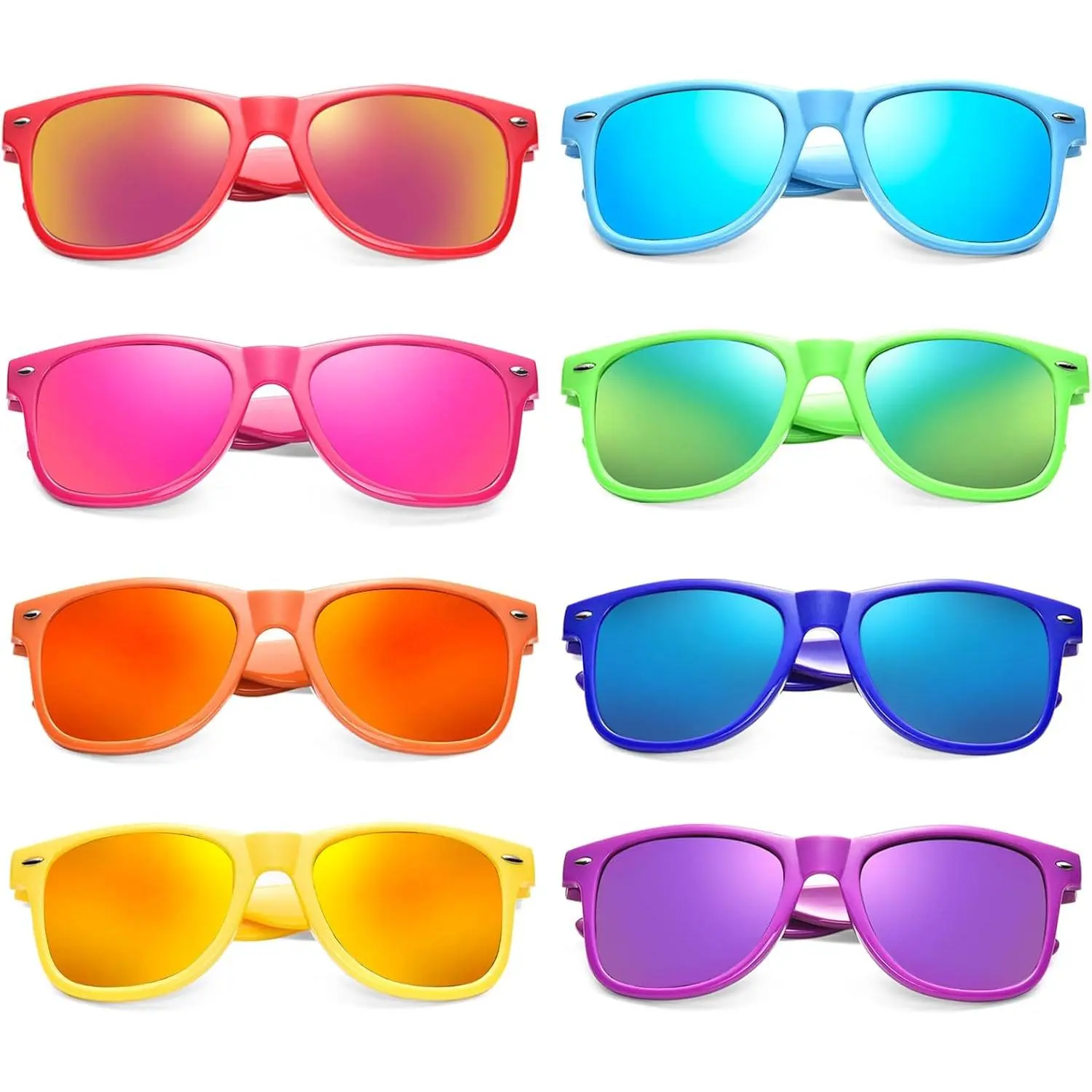 8/16 Pack Neon Colors Sunglasses Wholesale Bulk Party Favors Retro Classic Sunglasses for Birthday Pool Unisex Adult